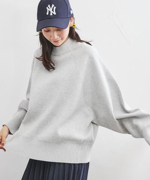 coen（コーエン）の「［洗える］スウェットライクモックネックニット（ニット/セーター・レディース・ライトグレー/ケリー/オフホワイト・M/L）」の3枚目の写真