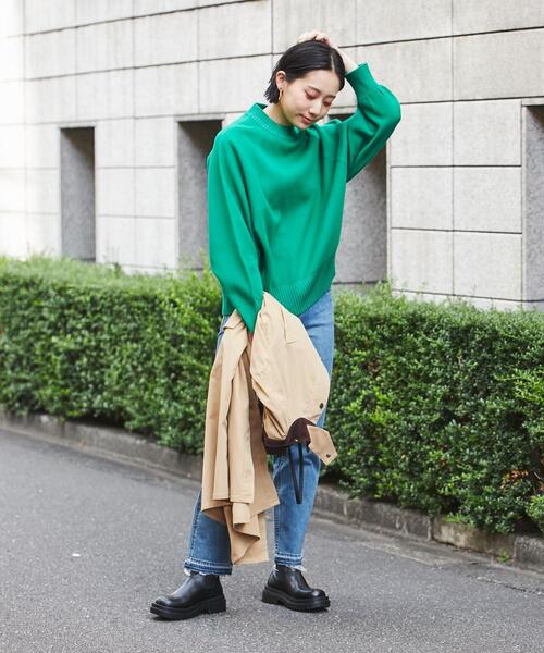 coen（コーエン）の「［洗える］スウェットライクモックネックニット（ニット/セーター・レディース・ライトグレー/ケリー/オフホワイト・M/L）」の11枚目の写真