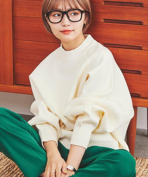 coen（コーエン）の「［洗える］スウェットライクモックネックニット（ニット/セーター・レディース・ライトグレー/ケリー/オフホワイト・M/L）」の10枚目の写真