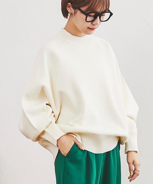 coen（コーエン）の「［洗える］スウェットライクモックネックニット（ニット/セーター・レディース・ライトグレー/ケリー/オフホワイト・M/L）」の9枚目の写真