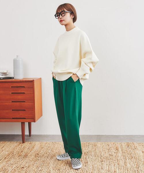 coen（コーエン）の「［洗える］スウェットライクモックネックニット（ニット/セーター・レディース・ライトグレー/ケリー/オフホワイト・M/L）」の8枚目の写真