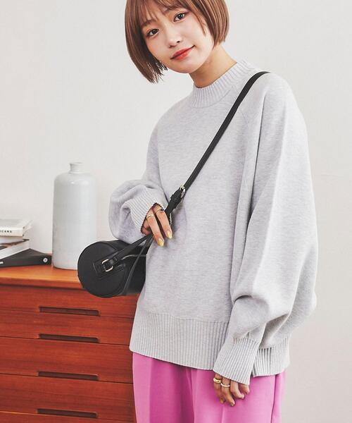 coen（コーエン）の「［洗える］スウェットライクモックネックニット（ニット/セーター・レディース・ライトグレー/ケリー/オフホワイト・M/L）」の7枚目の写真