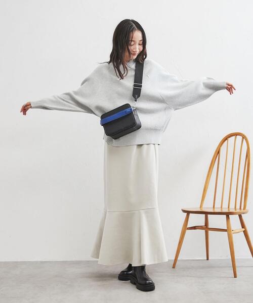 coen（コーエン）の「［洗える］スウェットライクモックネックニット（ニット/セーター・レディース・ライトグレー/ケリー/オフホワイト・M/L）」の4枚目の写真