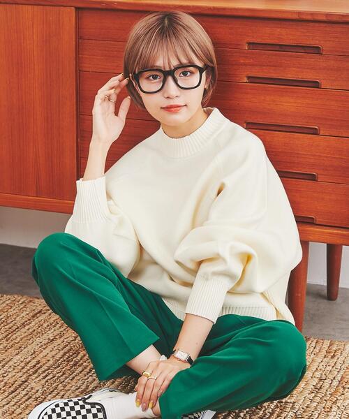 coen（コーエン）の「［洗える］スウェットライクモックネックニット（ニット/セーター・レディース・ライトグレー/ケリー/オフホワイト・M/L）」の22枚目の写真