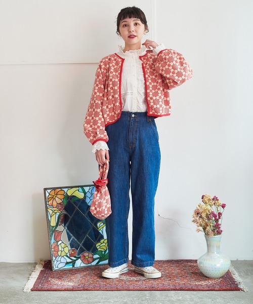 Dot&Stripes CHILD WOMAN(ドットアンドストライプス チャイルドウーマン)の「花柄キルトブリスターJAQ バッグ(トートバッグ・レディース・レッド/ブラック・FREE)」の8枚目の写真
