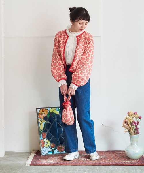 Dot&Stripes CHILD WOMAN(ドットアンドストライプス チャイルドウーマン)の「花柄キルトブリスターJAQ バッグ(トートバッグ・レディース・レッド/ブラック・FREE)」の9枚目の写真