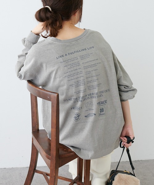 PUAL CE CIN(ピュアルセシン)の「前後ロゴプリントロングスリーブ(Tシャツ/カットソー・レディース・ブラック/ベージュ/オフホワイト/ブルー・FREE)」の4枚目の写真