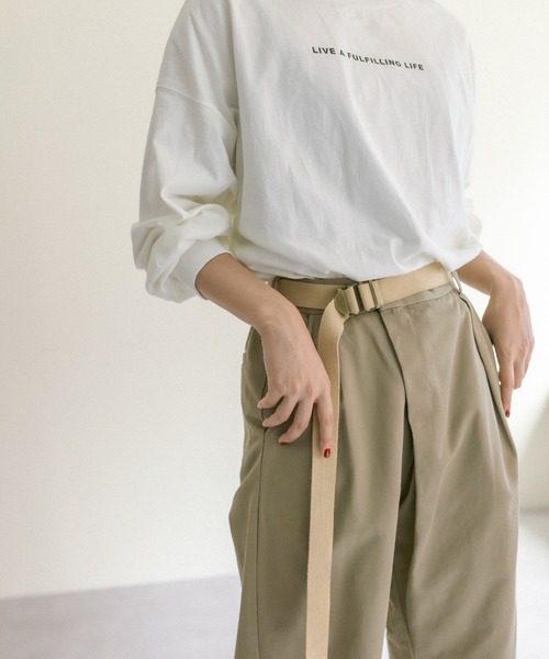 PUAL CE CIN(ピュアルセシン)の「前後ロゴプリントロングスリーブ(Tシャツ/カットソー・レディース・ブラック/ベージュ/オフホワイト/ブルー・FREE)」の7枚目の写真