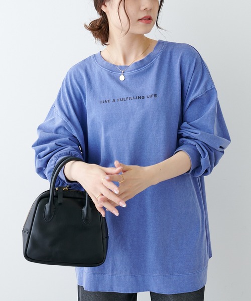 PUAL CE CIN(ピュアルセシン)の「前後ロゴプリントロングスリーブ(Tシャツ/カットソー・レディース・ブラック/ベージュ/オフホワイト/ブルー・FREE)」の19枚目の写真