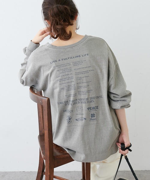 PUAL CE CIN(ピュアルセシン)の「前後ロゴプリントロングスリーブ(Tシャツ/カットソー・レディース・ブラック/ベージュ/オフホワイト/ブルー・FREE)」の22枚目の写真