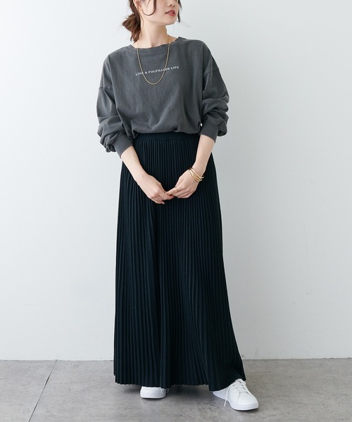 PUAL CE CIN(ピュアルセシン)の「前後ロゴプリントロングスリーブ(Tシャツ/カットソー・レディース・ブラック/ベージュ/オフホワイト/ブルー・FREE)」の16枚目の写真