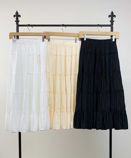Clice de Paris（クリシェドゥパリス）の「K/5段ティアードSK（スカート・レディース・ブラック/ホワイト/ベージュ・ONESIZE）」の5枚目の写真