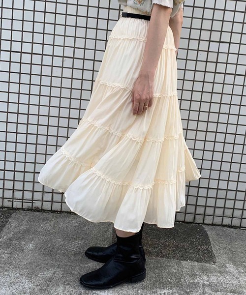 Clice de Paris（クリシェドゥパリス）の「K/5段ティアードSK（スカート・レディース・ブラック/ホワイト/ベージュ・ONESIZE）」の10枚目の写真