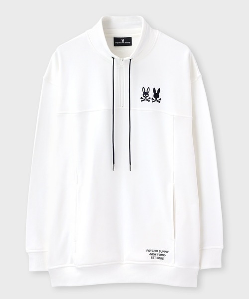新品未開封 Psycho Bunny ホワイト ジップアップ トレーナーXL Psycho Bunny（サイコバニー）の「ハーフジップ ハイネック スウェット