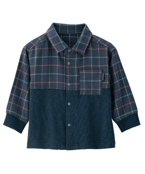 combimini（コンビミニ）の「バイカラーシャツ（シャツ/ブラウス・キッズ・ネイビー系/グリーン系その他・90/100/110/120/80）」の5枚目の写真