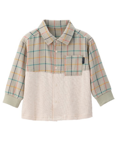 combimini（コンビミニ）の「バイカラーシャツ（シャツ/ブラウス・キッズ・ネイビー系/グリーン系その他・90/100/110/120/80）」の4枚目の写真