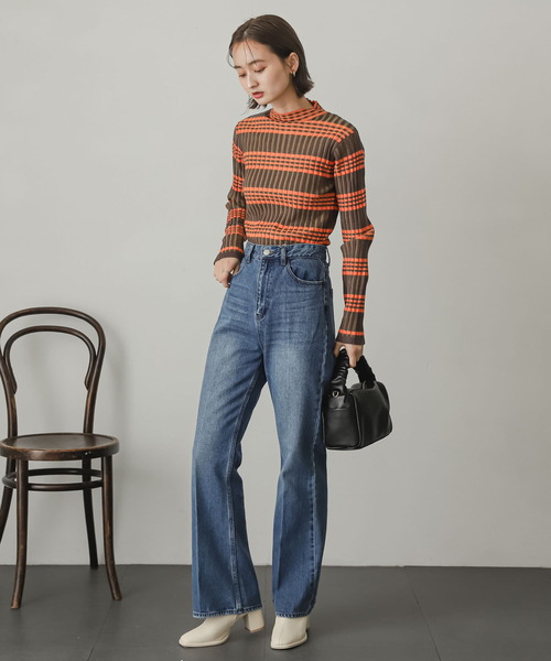 SENSE OF PLACE by URBAN RESEARCH（センスオブプレイスバイアーバンリサーチ）の「ボーダーチェックリブハイネックセーター（ニット/セーター・レディース・ベージュ系その他/ブラウン系その他/ブラック系その他・ONE）」の15枚目の写真