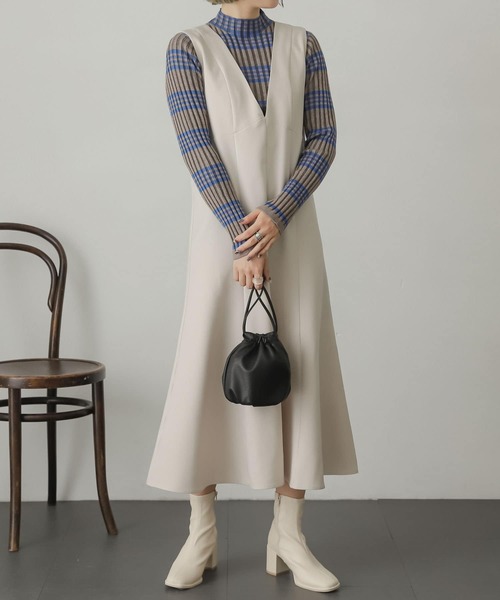 SENSE OF PLACE by URBAN RESEARCH（センスオブプレイスバイアーバンリサーチ）の「ボーダーチェックリブハイネックセーター（ニット/セーター・レディース・ベージュ系その他/ブラウン系その他/ブラック系その他・ONE）」の13枚目の写真