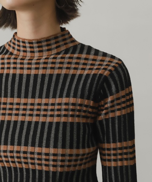 SENSE OF PLACE by URBAN RESEARCH（センスオブプレイスバイアーバンリサーチ）の「ボーダーチェックリブハイネックセーター（ニット/セーター・レディース・ベージュ系その他/ブラウン系その他/ブラック系その他・ONE）」の16枚目の写真