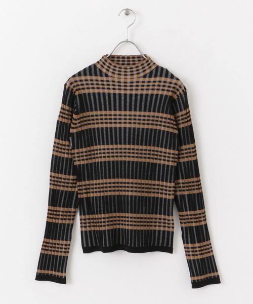 SENSE OF PLACE by URBAN RESEARCH（センスオブプレイスバイアーバンリサーチ）の「ボーダーチェックリブハイネックセーター（ニット/セーター・レディース・ベージュ系その他/ブラウン系その他/ブラック系その他・ONE）」の7枚目の写真