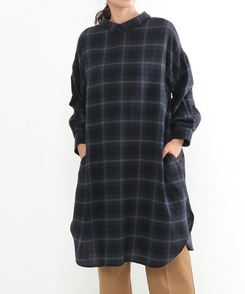 LBC(エルビーシー)の「コットンチェック3WAYワンピース(ワンピース・レディース・ブルー/ネイビー/ブラウン・M/L)」の3枚目の写真