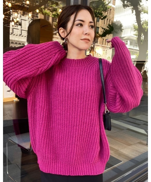 LiSeek(リシーク)の「【LiSeeK】ローゲージカラーニットTOP(ニット/セーター・レディース・アイボリー/ブルー/キャメル/ピンク・FREE)」の4枚目の写真