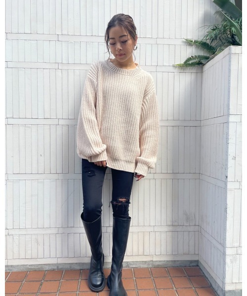 LiSeek(リシーク)の「【LiSeeK】ローゲージカラーニットTOP(ニット/セーター・レディース・アイボリー/ブルー/キャメル/ピンク・FREE)」の11枚目の写真