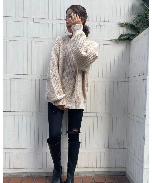 LiSeek(リシーク)の「【LiSeeK】ローゲージカラーニットTOP(ニット/セーター・レディース・アイボリー/ブルー/キャメル/ピンク・FREE)」の12枚目の写真