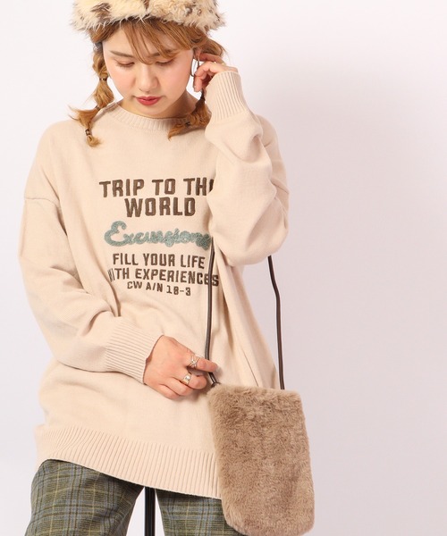 ★在庫一掃セール★ 秋冬 イタリア インポート ニット BARBARA ALVISI パール刺繍ニット トープベージュ tiptop+pocket ティップトッププラスポケット / コード刺繍