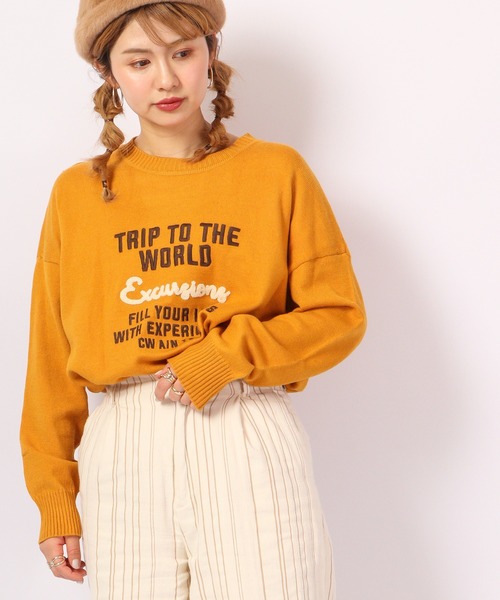 FUNALIVE(ファンアライブ)の「AMERICAN FUDGE 刺繍ニットクルーネックプルオーバー(ニット/セーター・レディース・ブラック/オフホワイト/グリーン/ボルドー/マスタード・FREE)」の4枚目の写真