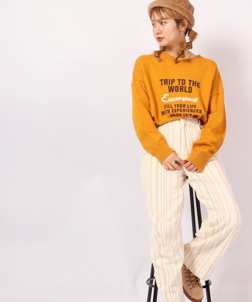 FUNALIVE(ファンアライブ)の「AMERICAN FUDGE 刺繍ニットクルーネックプルオーバー(ニット/セーター・レディース・ブラック/オフホワイト/グリーン/ボルドー/マスタード・FREE)」の10枚目の写真