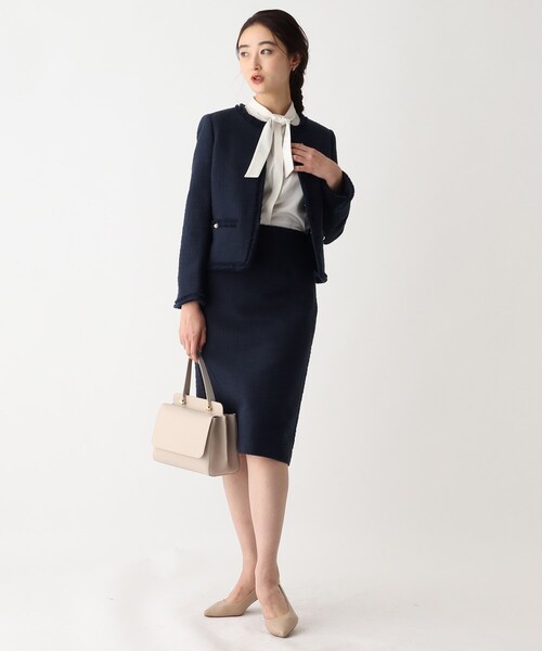 OPAQUE.CLIP(オペークドットクリップ)の「◆DELEGANT コットンツイードタイトスカート【OPAQUE.CLIP NAVY】(スカート・レディース・オフホワイト/ネイビー・38/40)」の5枚目の写真