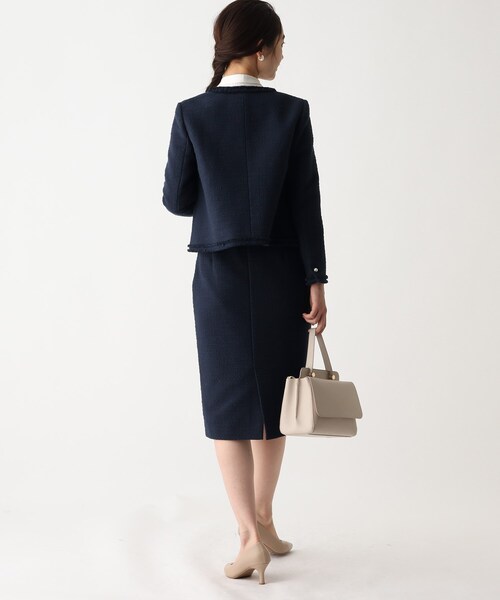 OPAQUE.CLIP(オペークドットクリップ)の「◆DELEGANT コットンツイードタイトスカート【OPAQUE.CLIP NAVY】(スカート・レディース・オフホワイト/ネイビー・38/40)」の3枚目の写真
