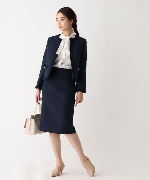 OPAQUE.CLIP(オペークドットクリップ)の「◆DELEGANT コットンツイードタイトスカート【OPAQUE.CLIP NAVY】(スカート・レディース・オフホワイト/ネイビー・38/40)」の10枚目の写真