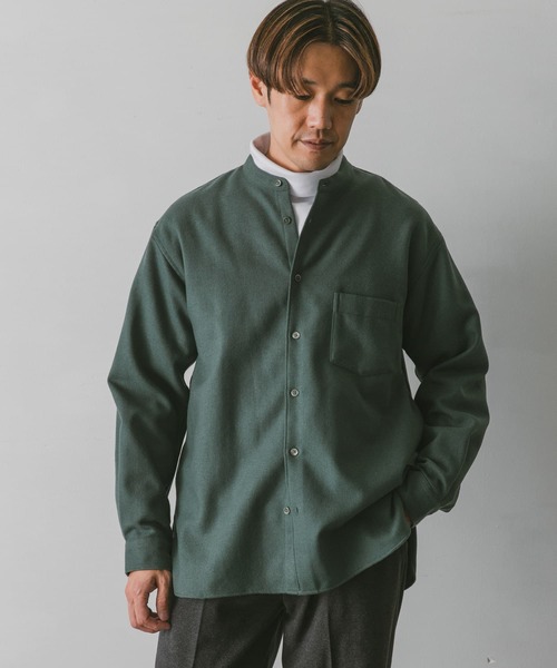 URBAN RESEARCH DOORS(アーバンリサーチドアーズ)の「フラノバンドカラーシャツ(シャツ/ブラウス・メンズ・ブラウン/グリーン/チャコールグレー・MEDIUM/LARGE)」の4枚目の写真