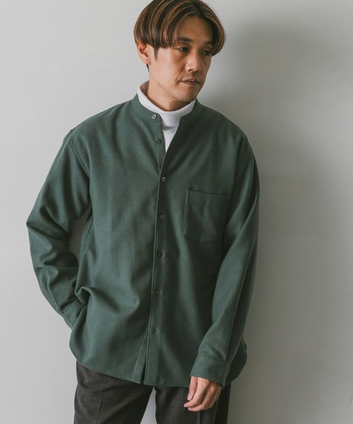 URBAN RESEARCH DOORS(アーバンリサーチドアーズ)の「フラノバンドカラーシャツ(シャツ/ブラウス・メンズ・ブラウン/グリーン/チャコールグレー・MEDIUM/LARGE)」の7枚目の写真