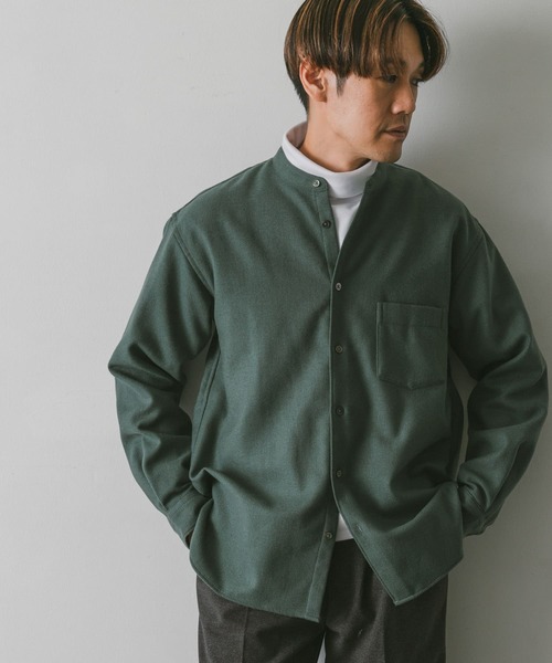 URBAN RESEARCH DOORS(アーバンリサーチドアーズ)の「フラノバンドカラーシャツ(シャツ/ブラウス・メンズ・ブラウン/グリーン/チャコールグレー・MEDIUM/LARGE)」の9枚目の写真