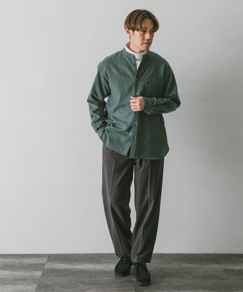 URBAN RESEARCH DOORS(アーバンリサーチドアーズ)の「フラノバンドカラーシャツ(シャツ/ブラウス・メンズ・ブラウン/グリーン/チャコールグレー・MEDIUM/LARGE)」の10枚目の写真