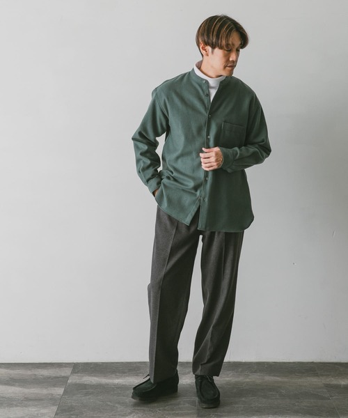 URBAN RESEARCH DOORS(アーバンリサーチドアーズ)の「フラノバンドカラーシャツ(シャツ/ブラウス・メンズ・ブラウン/グリーン/チャコールグレー・MEDIUM/LARGE)」の11枚目の写真