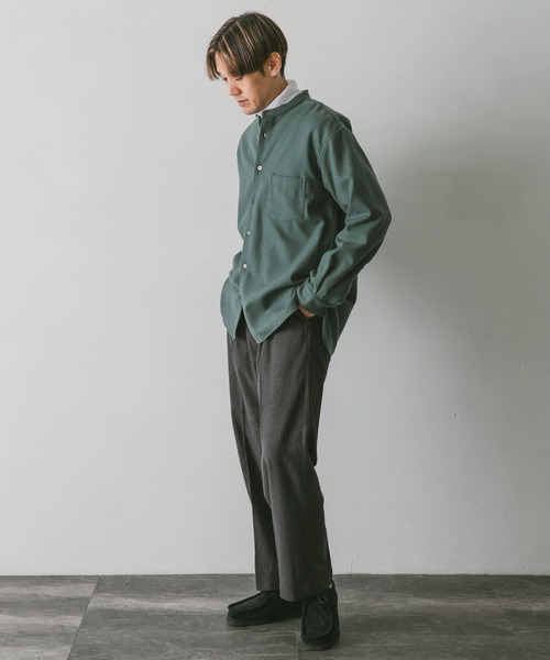 URBAN RESEARCH DOORS(アーバンリサーチドアーズ)の「フラノバンドカラーシャツ(シャツ/ブラウス・メンズ・ブラウン/グリーン/チャコールグレー・MEDIUM/LARGE)」の12枚目の写真
