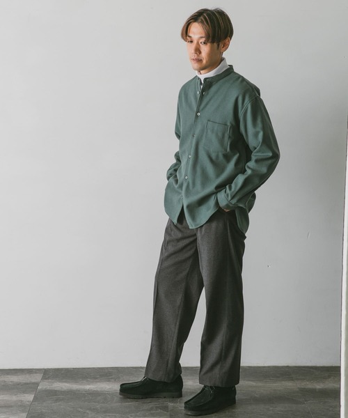 URBAN RESEARCH DOORS(アーバンリサーチドアーズ)の「フラノバンドカラーシャツ(シャツ/ブラウス・メンズ・ブラウン/グリーン/チャコールグレー・MEDIUM/LARGE)」の13枚目の写真