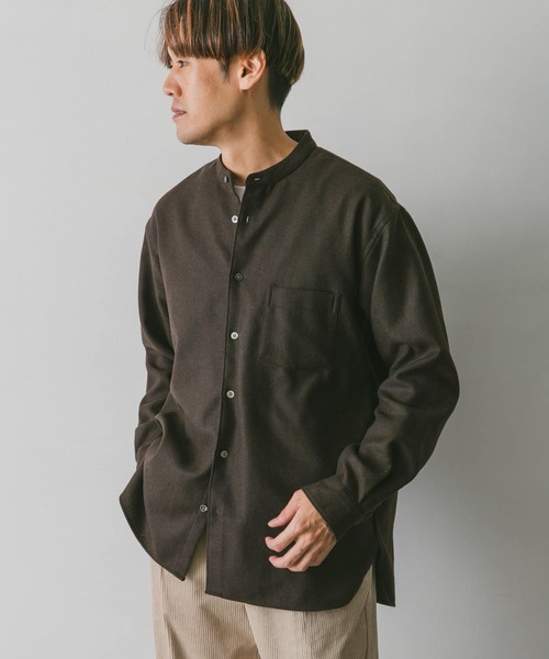 URBAN RESEARCH DOORS(アーバンリサーチドアーズ)の「フラノバンドカラーシャツ(シャツ/ブラウス・メンズ・ブラウン/グリーン/チャコールグレー・MEDIUM/LARGE)」の14枚目の写真