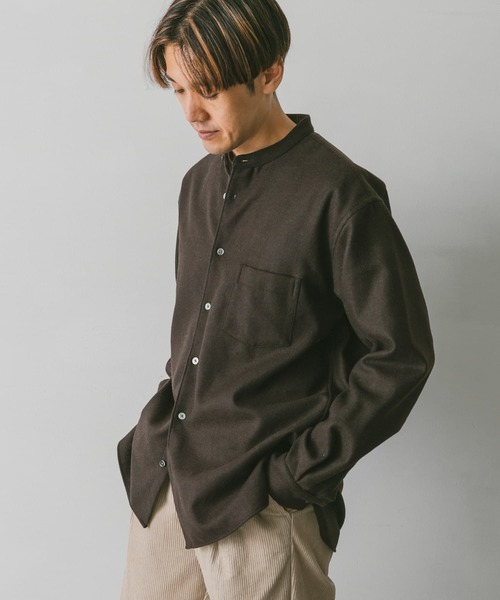 URBAN RESEARCH DOORS(アーバンリサーチドアーズ)の「フラノバンドカラーシャツ(シャツ/ブラウス・メンズ・ブラウン/グリーン/チャコールグレー・MEDIUM/LARGE)」の15枚目の写真