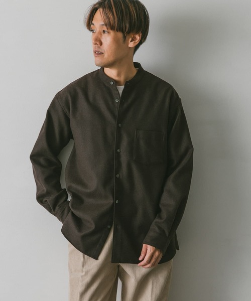 URBAN RESEARCH DOORS(アーバンリサーチドアーズ)の「フラノバンドカラーシャツ(シャツ/ブラウス・メンズ・ブラウン/グリーン/チャコールグレー・MEDIUM/LARGE)」の16枚目の写真