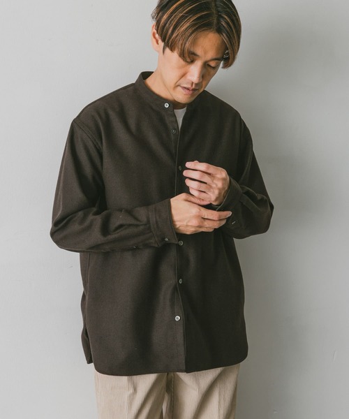 URBAN RESEARCH DOORS(アーバンリサーチドアーズ)の「フラノバンドカラーシャツ(シャツ/ブラウス・メンズ・ブラウン/グリーン/チャコールグレー・MEDIUM/LARGE)」の17枚目の写真