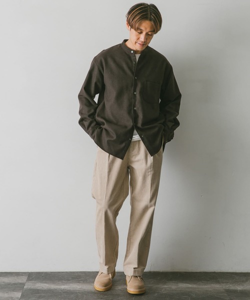URBAN RESEARCH DOORS(アーバンリサーチドアーズ)の「フラノバンドカラーシャツ(シャツ/ブラウス・メンズ・ブラウン/グリーン/チャコールグレー・MEDIUM/LARGE)」の20枚目の写真
