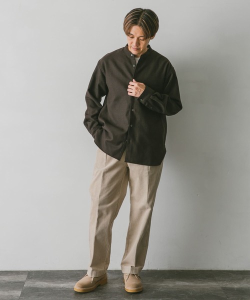 URBAN RESEARCH DOORS(アーバンリサーチドアーズ)の「フラノバンドカラーシャツ(シャツ/ブラウス・メンズ・ブラウン/グリーン/チャコールグレー・MEDIUM/LARGE)」の21枚目の写真