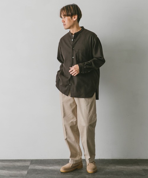 URBAN RESEARCH DOORS(アーバンリサーチドアーズ)の「フラノバンドカラーシャツ(シャツ/ブラウス・メンズ・ブラウン/グリーン/チャコールグレー・MEDIUM/LARGE)」の22枚目の写真