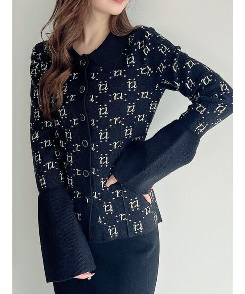 RESEXXY（リゼクシー）の「モノグラムニットポロ（ニット/セーター・レディース・アイボリー/ブラック/ブルー・FREE）」の2枚目の写真