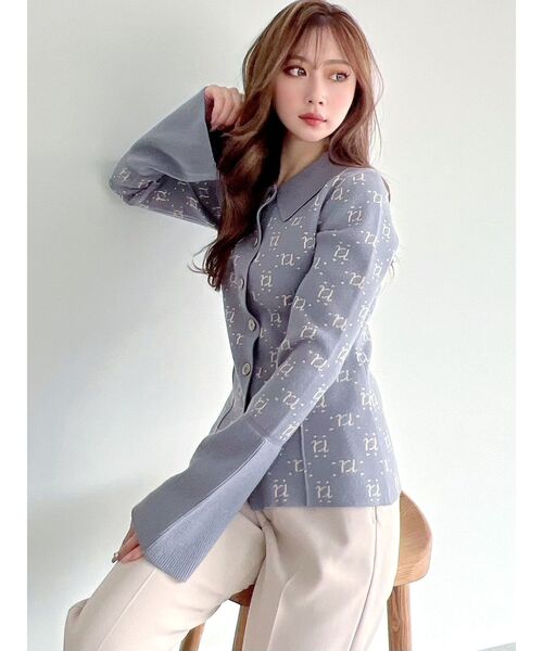 RESEXXY（リゼクシー）の「モノグラムニットポロ（ニット/セーター・レディース・アイボリー/ブラック/ブルー・FREE）」の12枚目の写真